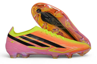 Adidas F50 Hyperfast Elite Laceless FG Firm Ground Soccer Cleats - Orange/Solar Yellow/Lucid Pink