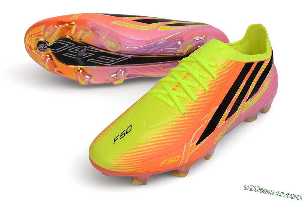 Adidas F50 Hyperfast Elite Laceless FG Firm Ground Soccer Cleats - Orange/Solar Yellow/Lucid Pink 3