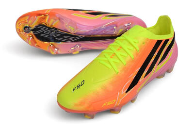 Adidas F50 Hyperfast Elite Laceless FG Firm Ground Soccer Cleats - Orange/Solar Yellow/Lucid Pink