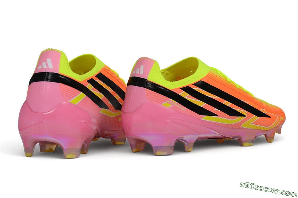 Adidas F50 Hyperfast Elite Laceless FG Firm Ground Soccer Cleats - Orange/Solar Yellow/Lucid Pink 6
