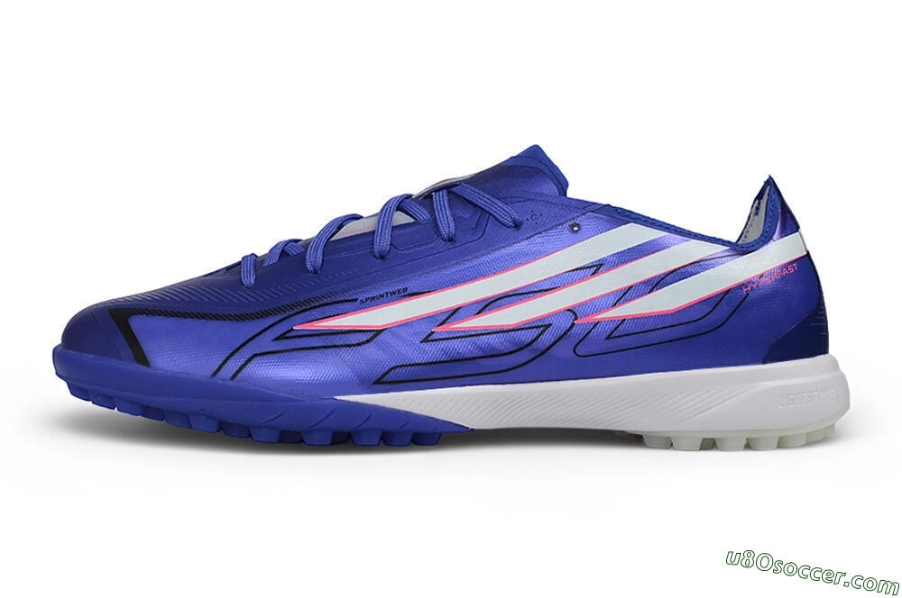 Adidas F50 Hyperfast League TF Artificial Turf Soccer Shoes - Blue/Royal Blue/Lucid Pink 2
