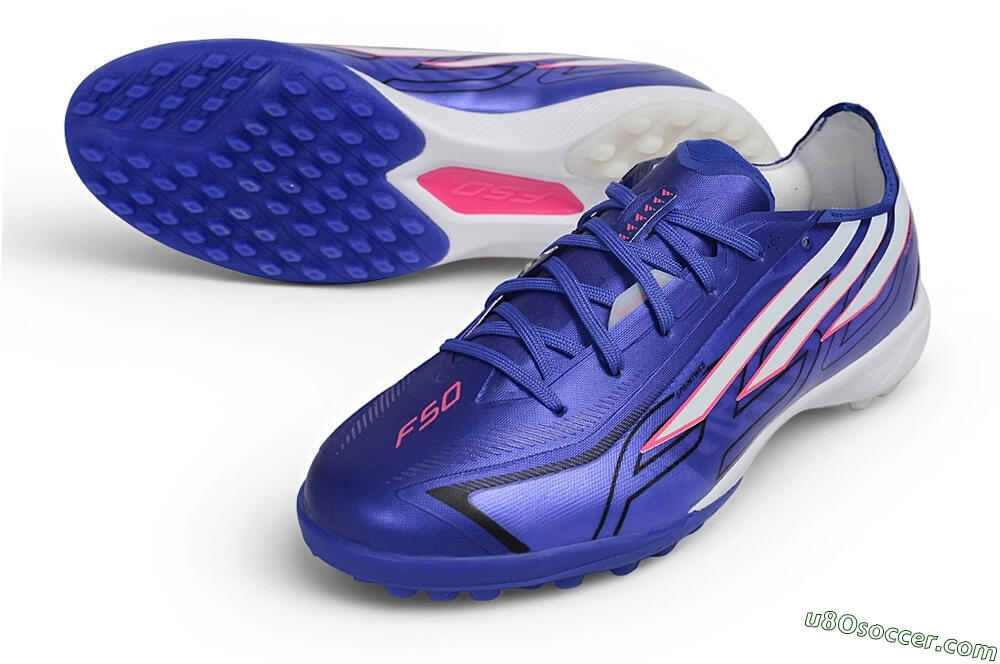 Adidas F50 Hyperfast League TF Artificial Turf Soccer Shoes - Blue/Royal Blue/Lucid Pink 3