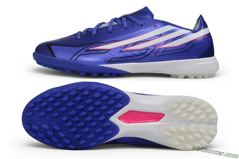 Adidas F50 Hyperfast League TF Artificial Turf Soccer Shoes - Blue/Royal Blue/Lucid Pink 0