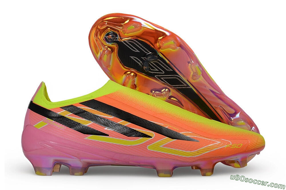 Adidas F50 Hyperfast Elite Laceless FG Firm Ground Soccer Cleats - Orange/Solar Yellow/Lucid Pink 1