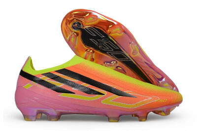 Adidas F50 Hyperfast Elite Laceless FG Firm Ground Soccer Cleats - Orange/Solar Yellow/Lucid Pink