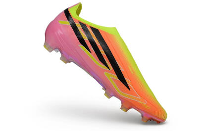 Adidas F50 Hyperfast Elite Laceless FG Firm Ground Soccer Cleats - Orange/Solar Yellow/Lucid Pink