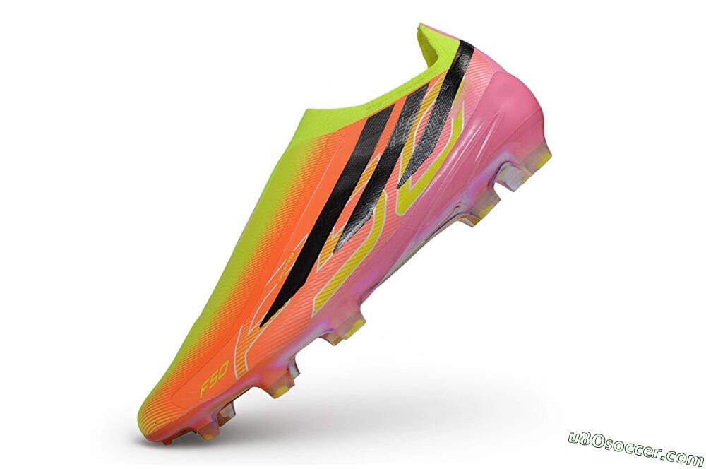 Adidas F50 Hyperfast Elite Laceless FG Firm Ground Soccer Cleats - Orange/Solar Yellow/Lucid Pink 5