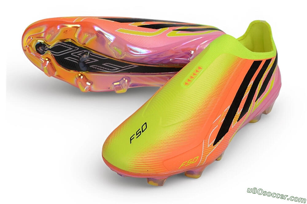 Adidas F50 Hyperfast Elite Laceless FG Firm Ground Soccer Cleats - Orange/Solar Yellow/Lucid Pink 3