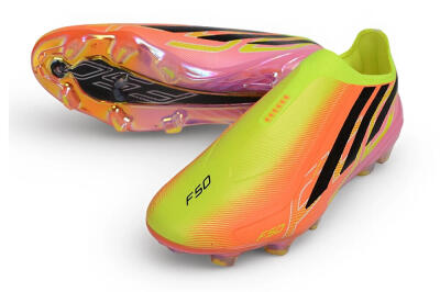 Adidas F50 Hyperfast Elite Laceless FG Firm Ground Soccer Cleats - Orange/Solar Yellow/Lucid Pink