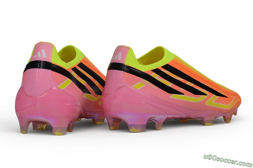 Adidas F50 Hyperfast Elite Laceless FG Firm Ground Soccer Cleats - Orange/Solar Yellow/Lucid Pink 6