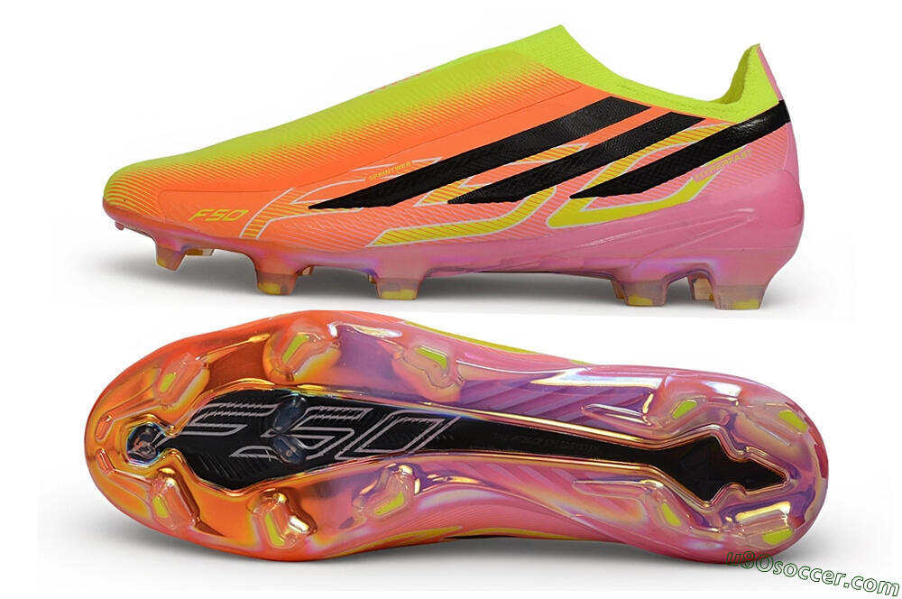 Adidas F50 Hyperfast Elite Laceless FG Firm Ground Soccer Cleats - Orange/Solar Yellow/Lucid Pink 0