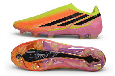 Adidas F50 Hyperfast Elite Laceless FG Firm Ground Soccer Cleats - Orange/Solar Yellow/Lucid Pink