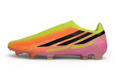 Adidas F50 Hyperfast Elite Laceless FG Firm Ground Soccer Cleats - Orange/Solar Yellow/Lucid Pink
