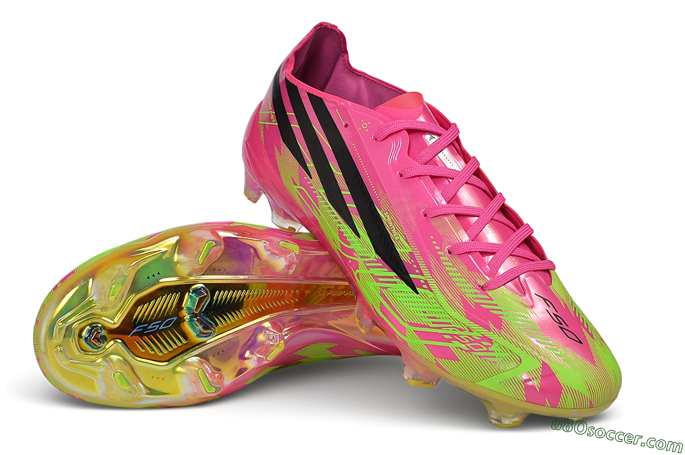 Adidas F50 Hyperfast Elite FG Firm Ground Soccer Cleats - Pink/Lucid Pink/Solar Yellow 4
