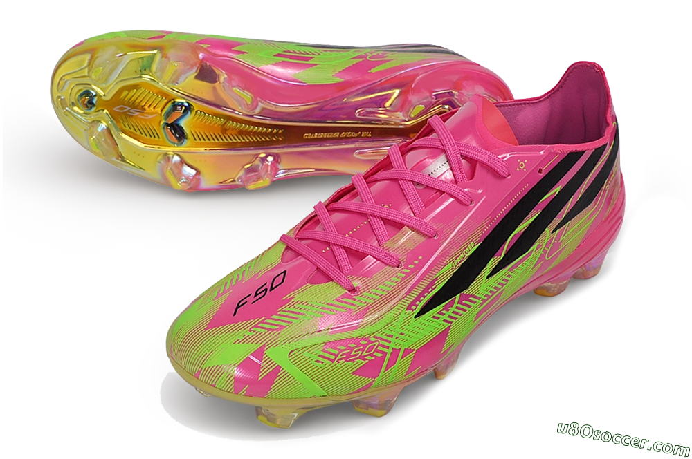 Adidas F50 Hyperfast Elite FG Firm Ground Soccer Cleats - Pink/Lucid Pink/Solar Yellow 3
