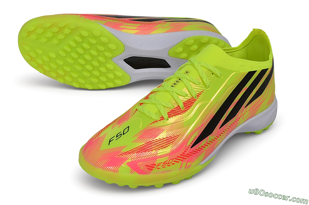 Adidas F50 Hyperfast Elite TF Artificial Turf Soccer Shoes - Yellow/Solar Yellow/Lucid Pink 3