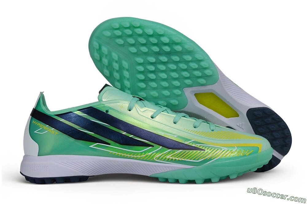 Adidas F50 Hyperfast Pro TF Artificial Turf Soccer Shoes - Green/Mint/Navy 1