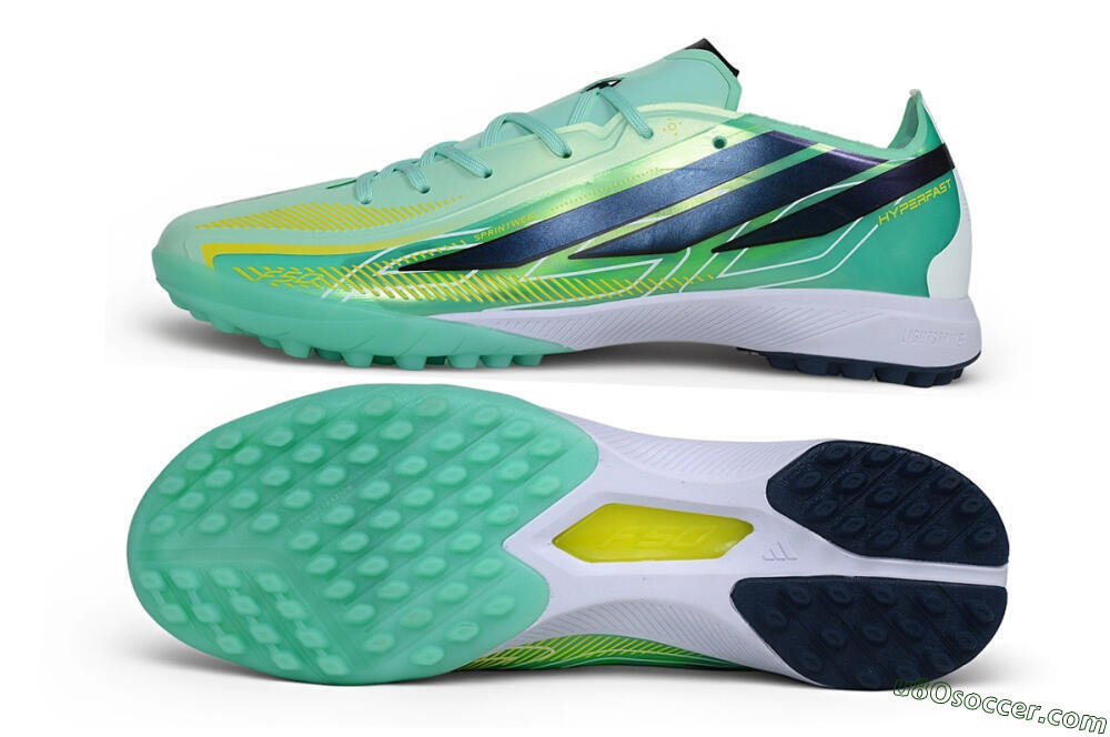Adidas F50 Hyperfast Pro TF Artificial Turf Soccer Shoes - Green/Mint/Navy 0