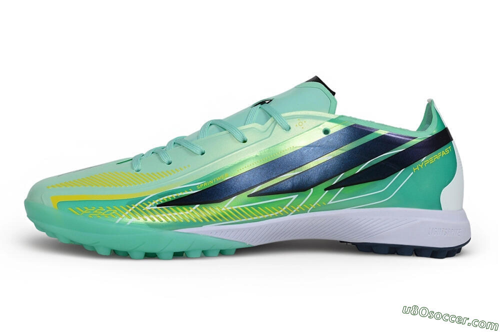 Adidas F50 Hyperfast Pro TF Artificial Turf Soccer Shoes - Green/Mint/Navy 2