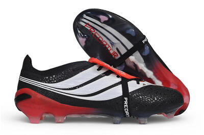 Adidas Predator 26 Elite Fold-Over Tongue FG Firm Ground Soccer Cleats - Black/Core Black/Solar Red