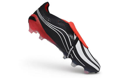 Adidas Predator 26 Elite Fold-Over Tongue FG Firm Ground Soccer Cleats - Black/Core Black/Solar Red