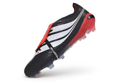 Adidas Predator 26 Elite Fold-Over Tongue FG Firm Ground Soccer Cleats - Black/Core Black/Solar Red