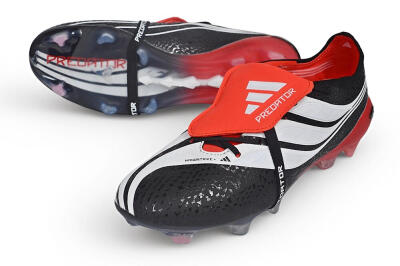 Adidas Predator 26 Elite Fold-Over Tongue FG Firm Ground Soccer Cleats - Black/Core Black/Solar Red
