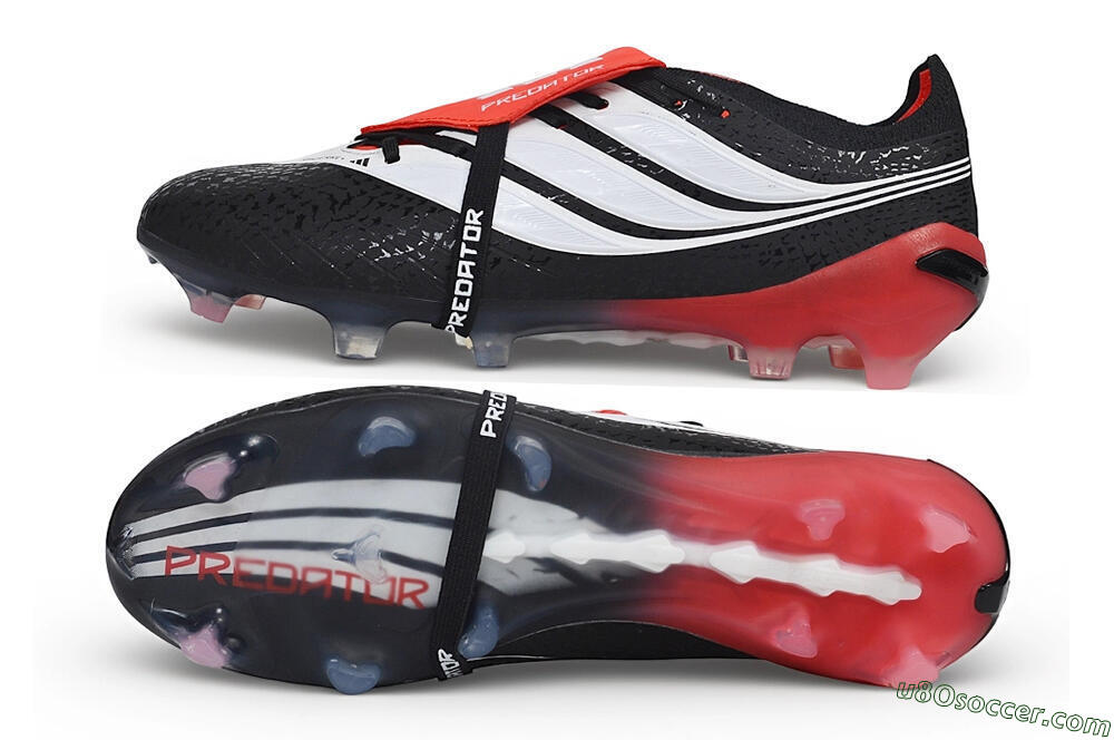 Adidas Predator 26 Elite Fold-Over Tongue FG Firm Ground Soccer Cleats - Black/Core Black/Solar Red 0