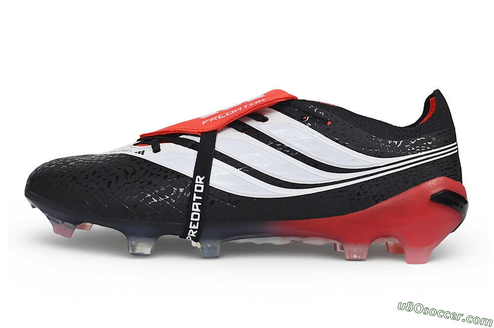 Adidas Predator 26 Elite Fold-Over Tongue FG Firm Ground Soccer Cleats - Black/Core Black/Solar Red 2