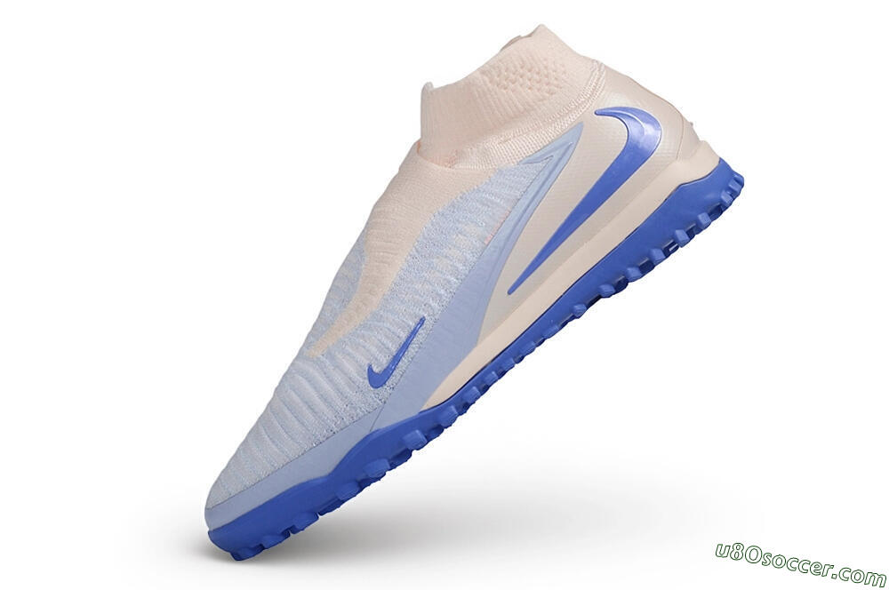 Nike Phantom 6 Elite High TF Artificial Turf Soccer Shoes - Blue/Baltic Blue/Peach Cream 5