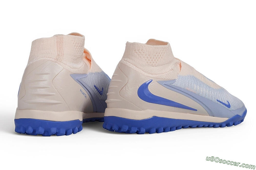 Nike Phantom 6 Elite High TF Artificial Turf Soccer Shoes - Blue/Baltic Blue/Peach Cream 6