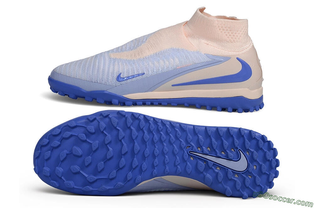 Nike Phantom 6 Elite High TF Artificial Turf Soccer Shoes - Blue/Baltic Blue/Peach Cream 0