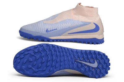 Nike Phantom 6 Elite High TF Artificial Turf Soccer Shoes - Blue/Baltic Blue/Peach Cream