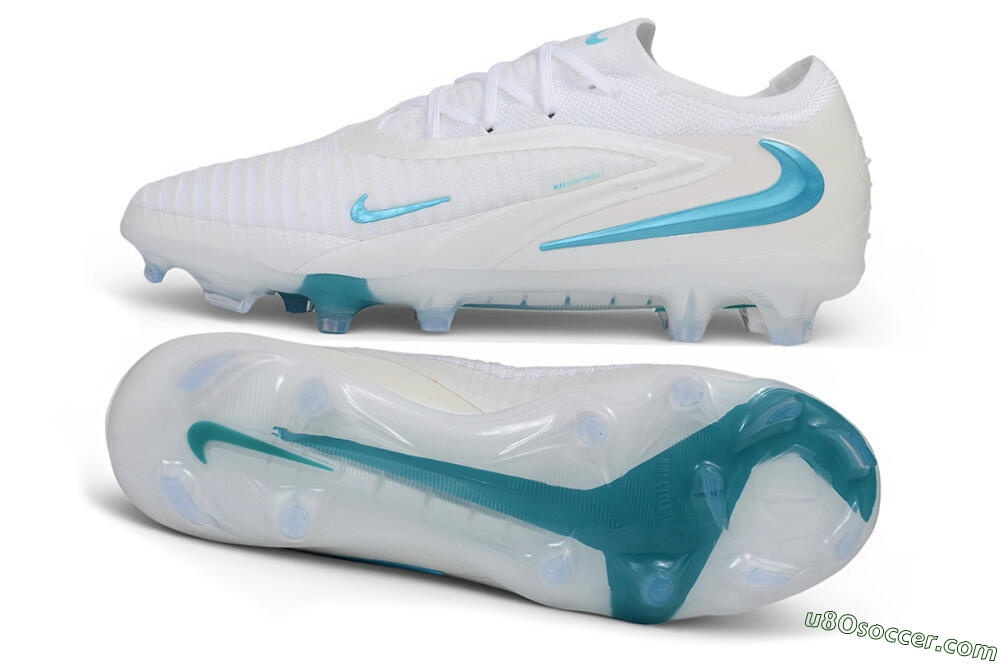 Nike Phantom 6 Elite Low FG Firm Ground Soccer Cleats - White/White/Baltic Blue 0