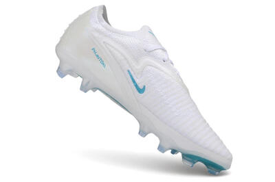 Nike Phantom 6 Elite Low FG Firm Ground Soccer Cleats - White/White/Baltic Blue