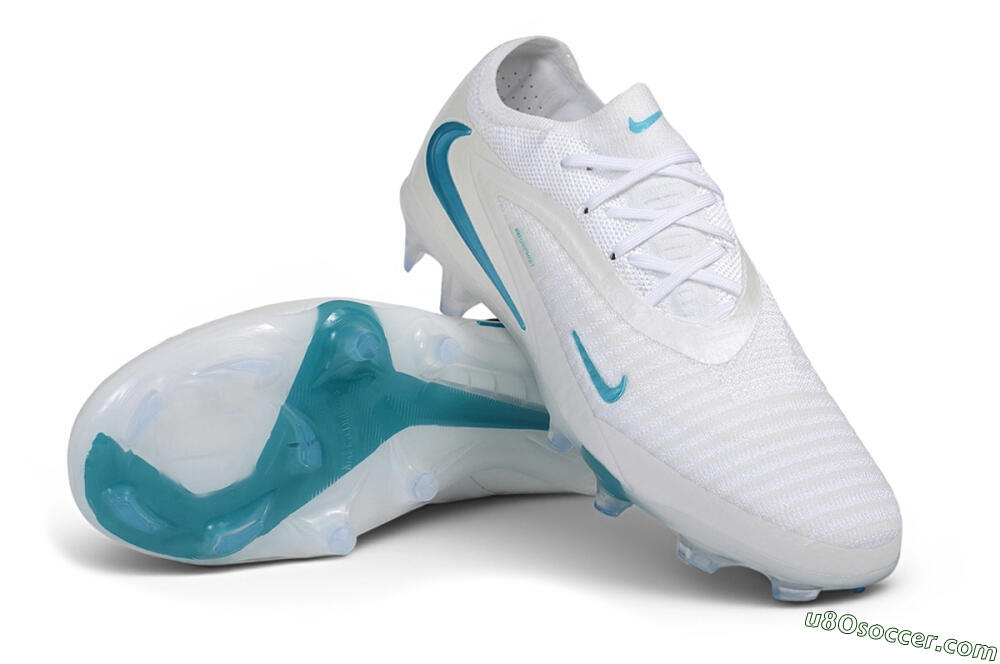 Nike Phantom 6 Elite Low FG Firm Ground Soccer Cleats - White/White/Baltic Blue 3