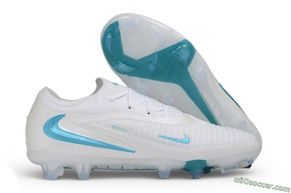 Nike Phantom 6 Elite Low FG Firm Ground Soccer Cleats - White/White/Baltic Blue 1