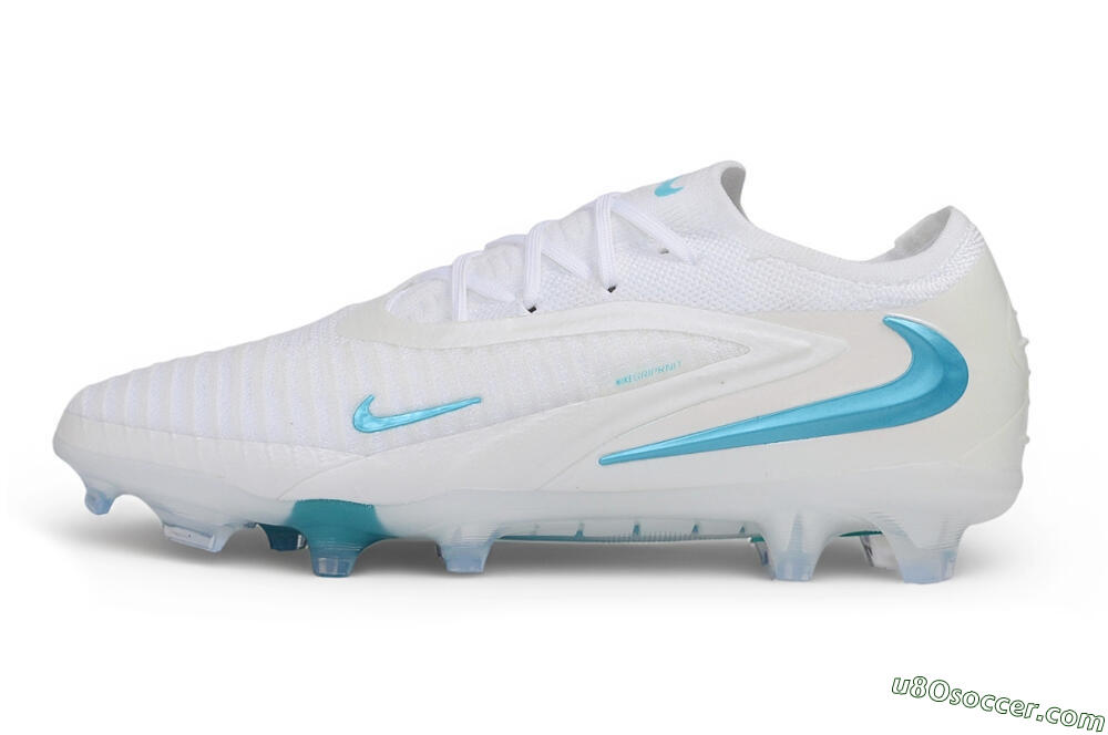 Nike Phantom 6 Elite Low FG Firm Ground Soccer Cleats - White/White/Baltic Blue 2