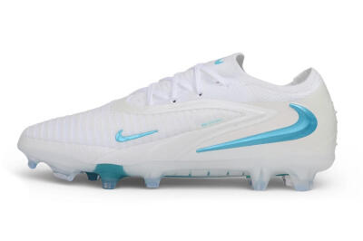 Nike Phantom 6 Elite Low FG Firm Ground Soccer Cleats - White/White/Baltic Blue
