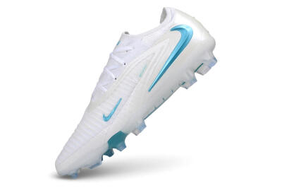 Nike Phantom 6 Elite Low FG Firm Ground Soccer Cleats - White/White/Baltic Blue