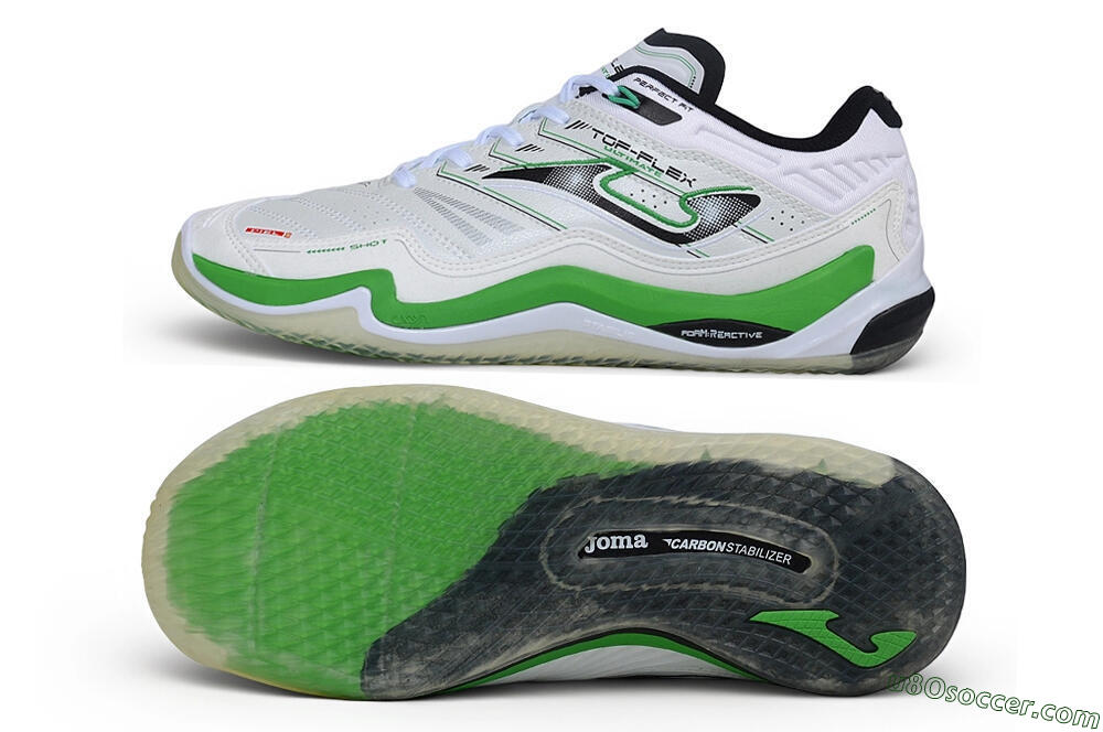 Joma Top Flex IC Indoor & Futsal Soccer Shoes - White/Bright Green/Black 0