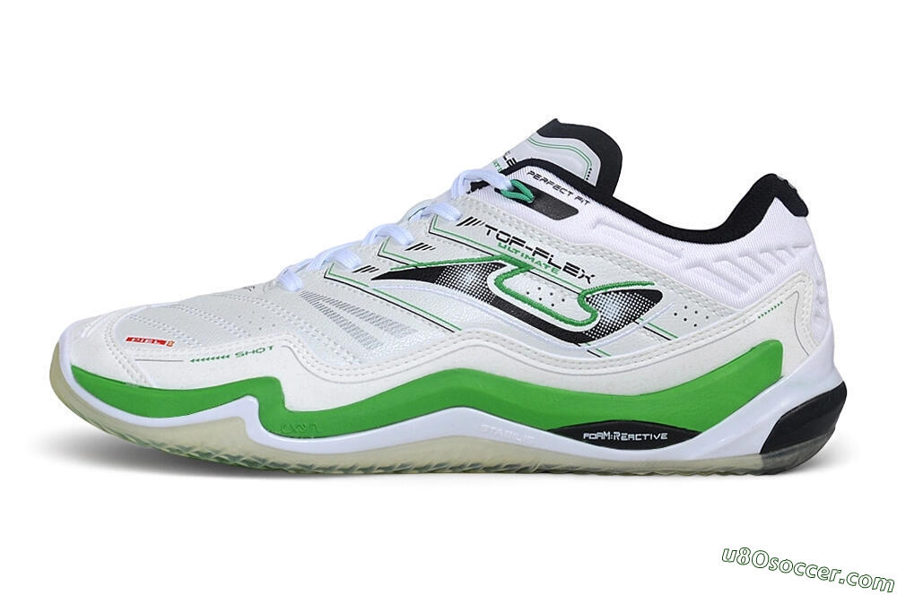 Joma Top Flex IC Indoor & Futsal Soccer Shoes - White/Bright Green/Black 2