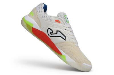 Joma Top Flex IC Indoor & Futsal Soccer Shoes - White/Off White/Neon Orange