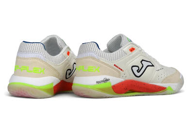 Joma Top Flex IC Indoor & Futsal Soccer Shoes - White/Off White/Neon Orange