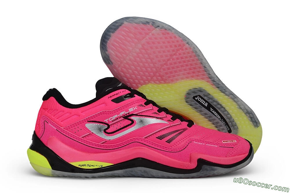 Joma Top Flex IC Indoor & Futsal Soccer Shoes - Pink/Electric Pink/Volt Yellow 1