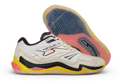 Joma Top Flex IC Indoor & Futsal Soccer Shoes - White/Cream White/Vibrant Coral