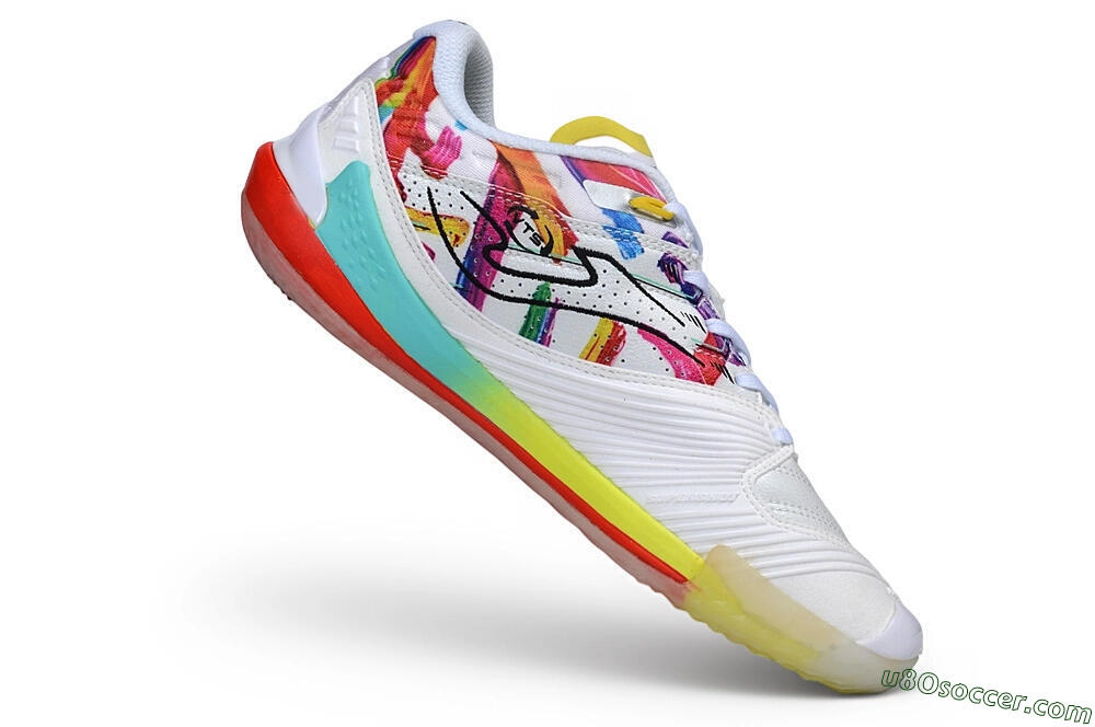 Joma Top Flex IC Indoor & Futsal Soccer Shoes - White/Multi-Color/Electric Neon 4