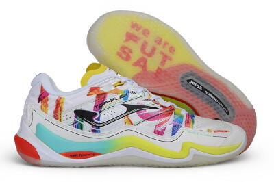 Joma Top Flex IC Indoor & Futsal Soccer Shoes - White/Multi-Color/Electric Neon