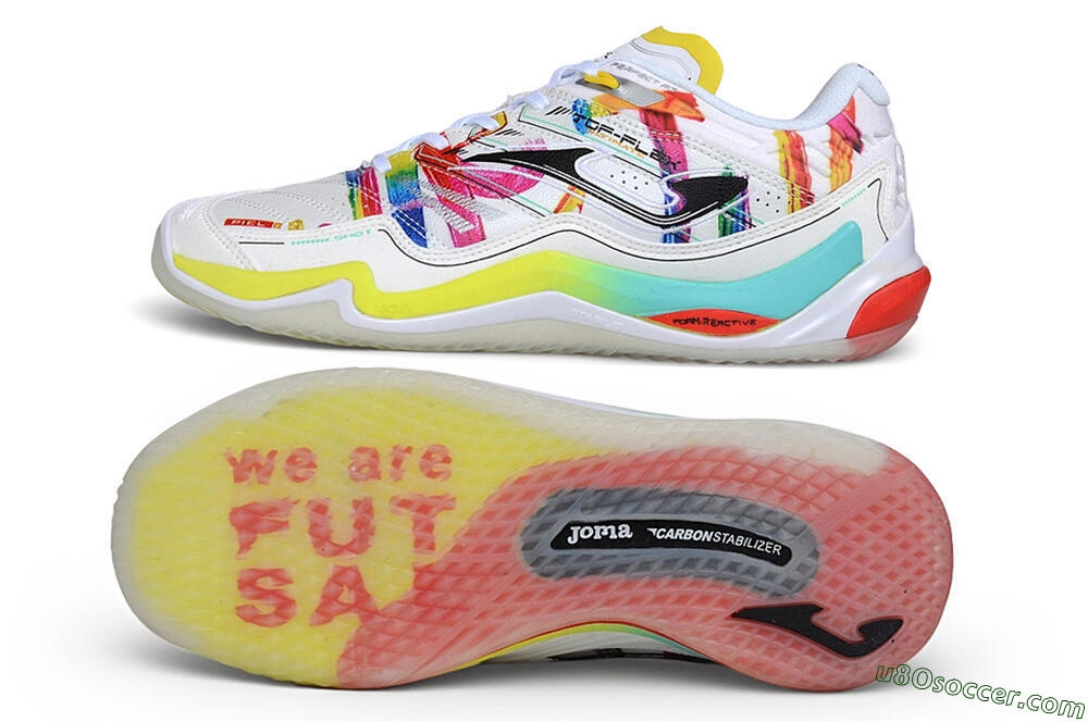 Joma Top Flex IC Indoor & Futsal Soccer Shoes - White/Multi-Color/Electric Neon 0