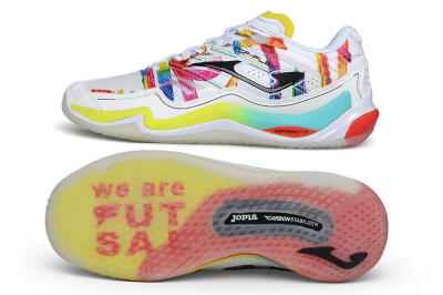 Joma Top Flex IC Indoor & Futsal Soccer Shoes - White/Multi-Color/Electric Neon